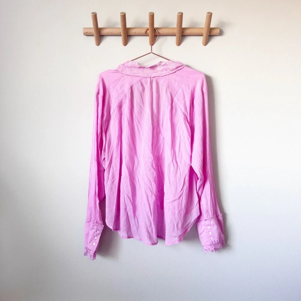 Free People Clemence Button Down in Pink - Picture 13 of 15